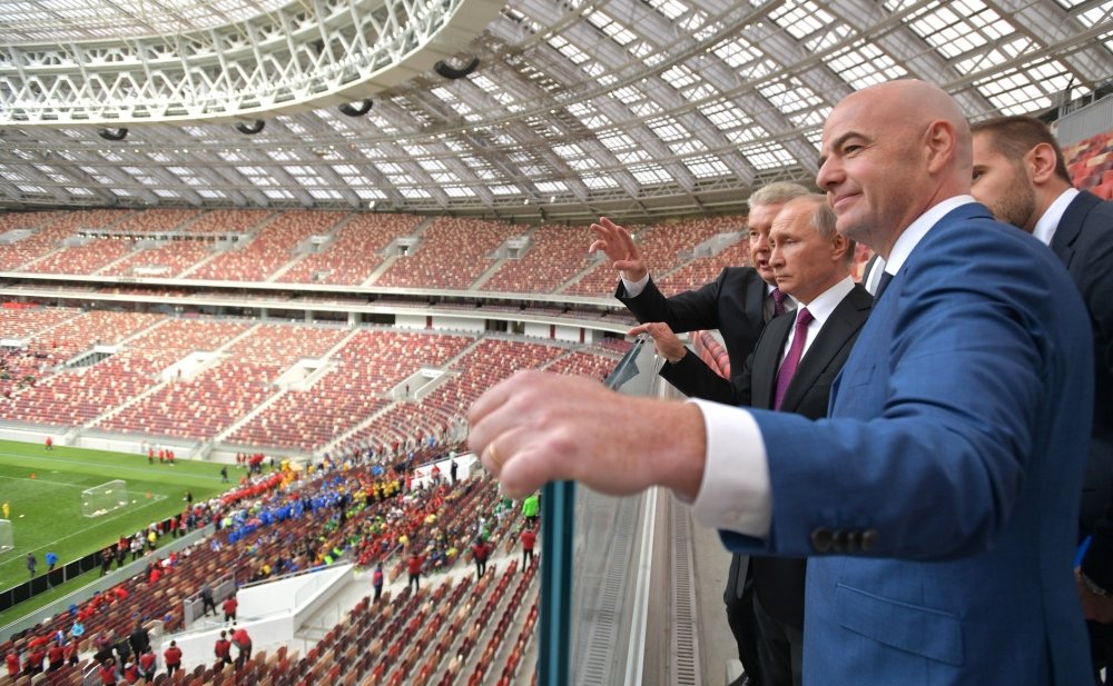 President Putin visits Luzhniki Stadium to start the FIFA World Cup Trophy Tour. Source: kremlin.ru.