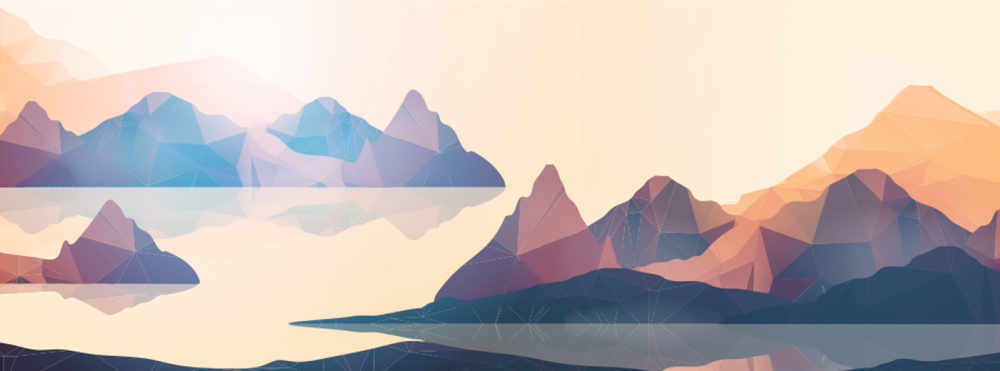 Geometric Coast Mountains and Sunset Background Panorama 