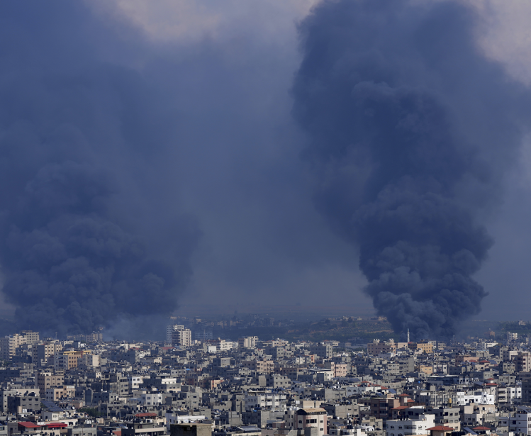 Smoke rises following Israeli airstrikes in Gaza City