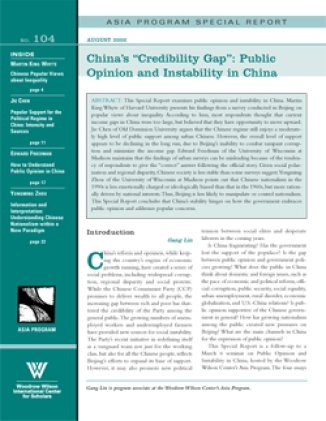 China's Credibility Gap: Public Opinion and Instability in China