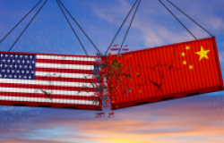 American and Chinese shipping containers colliding