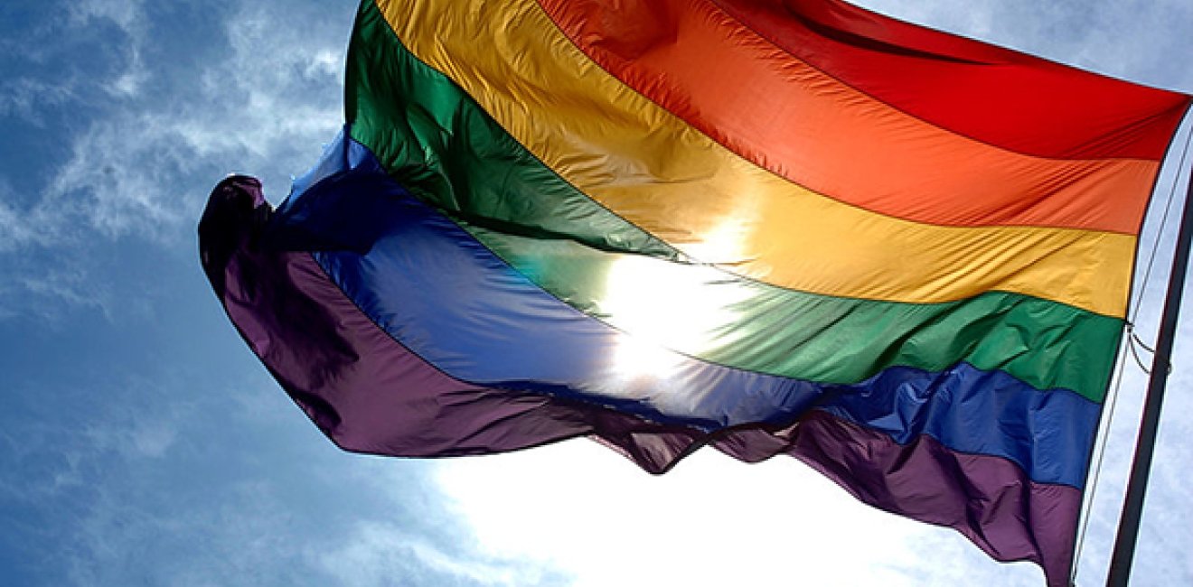 Homosexuality flag 615w (att Ludovic Bertron via Wikimedia Commons)