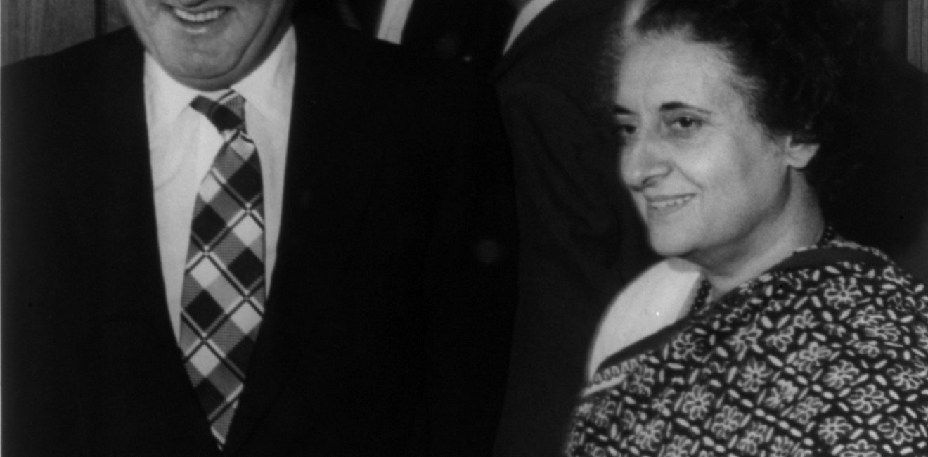 U.S. Secretary of State Henry Kissinger with Indian Prime Minister, October 1974. Source: Library of Congress cph.3b13867/Wikimedia Commons.
