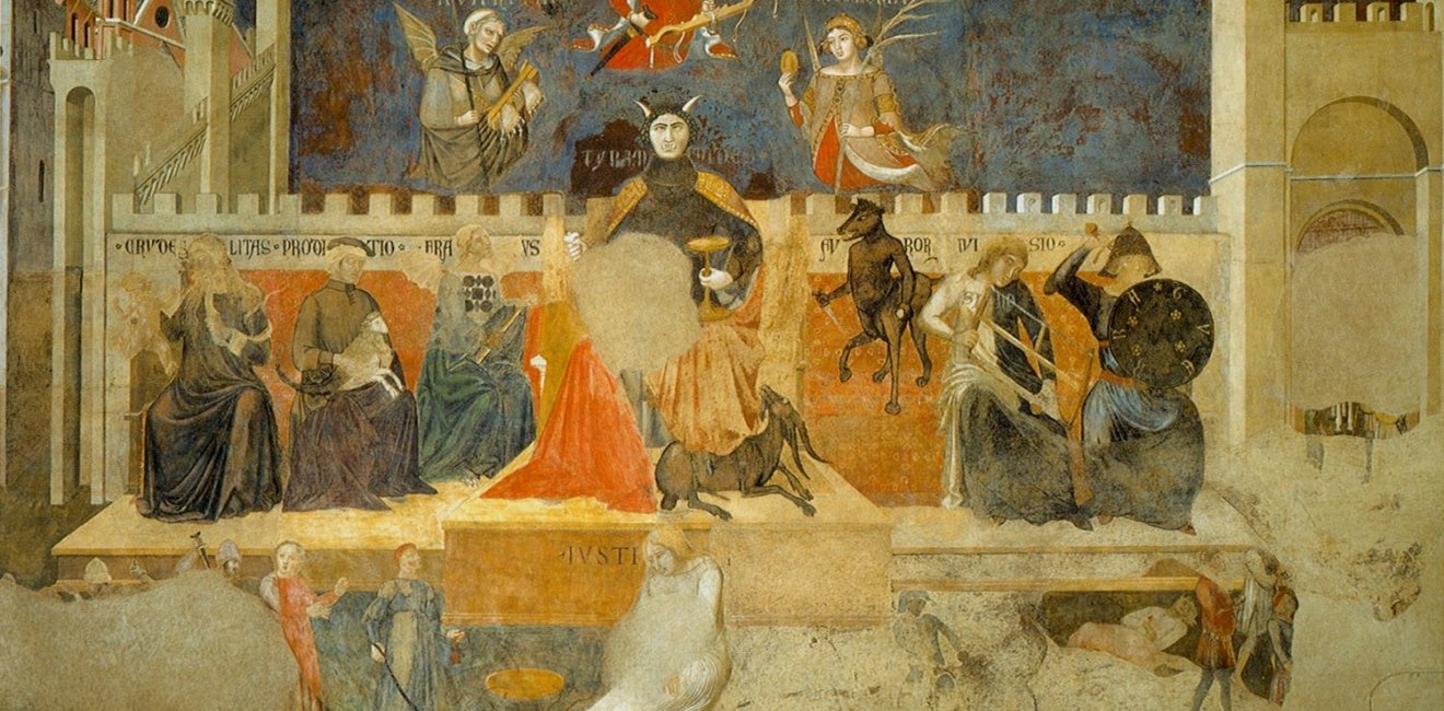 'The Allegory of Good and Bad Government' painted by Italian artist Ambrogio Lorenzetti between 1338 and 1339. Source: Wikimedia Commons.