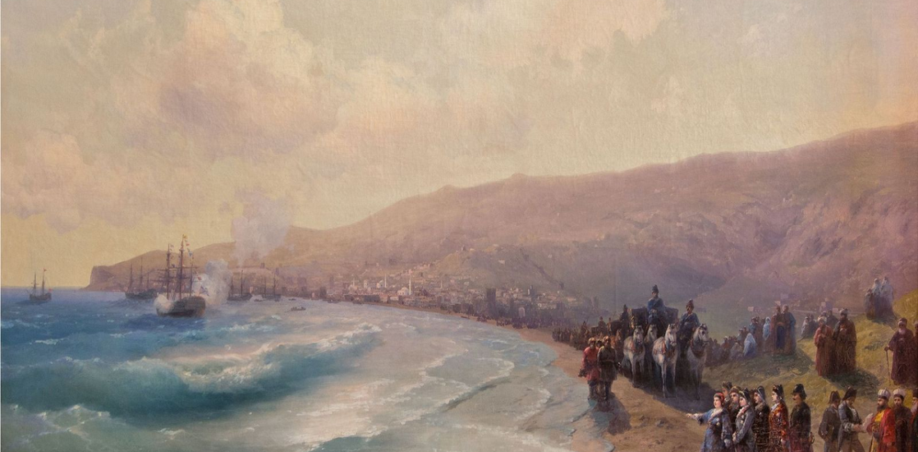 Painting of Catherine the Great's royal procession on a beach in Feodosia, Crimea
