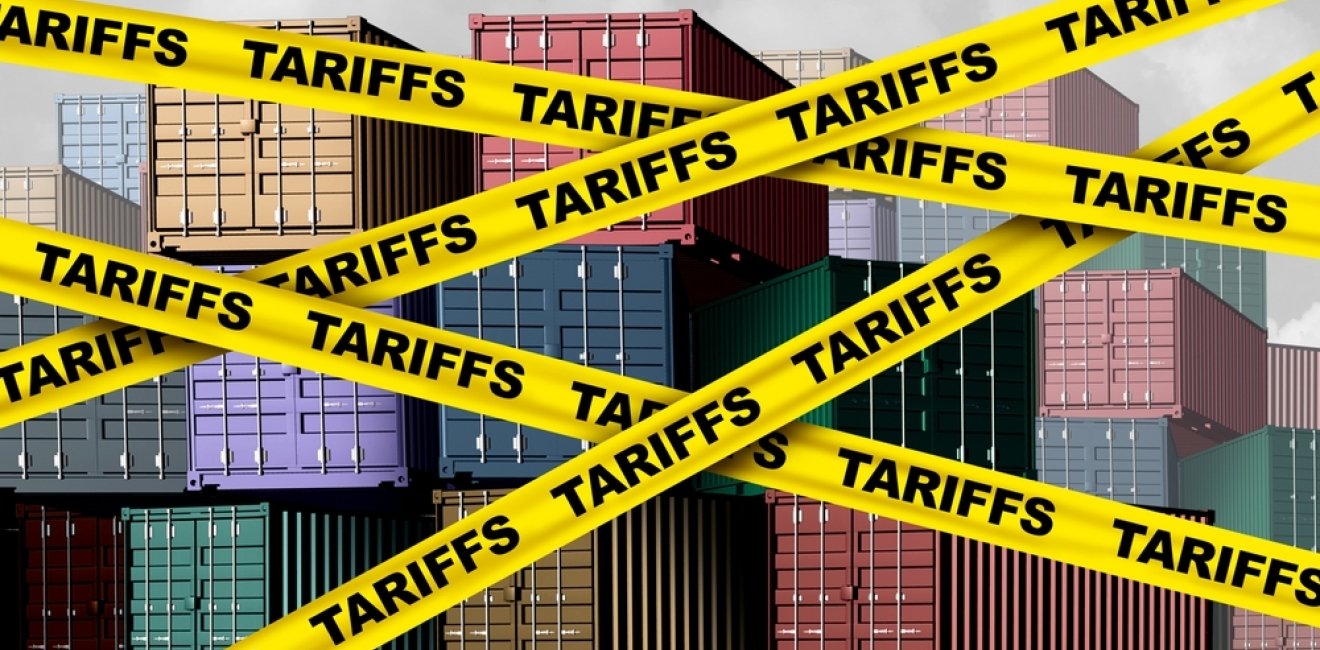 Economic tariffs and government taxation or punative tariff trade policy or duties imposed on imports and exports by a government on imported or exported goods as Protectionism as a 3D illustration