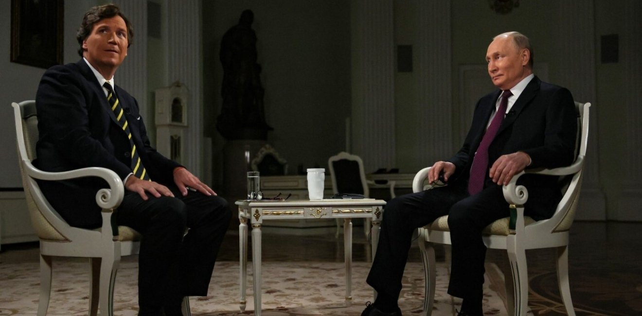 Tucker Carlson interviewing Vladimir Putin on February 8, 2024