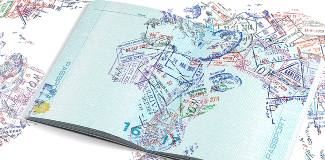 Map of Africa with Passport Stamps