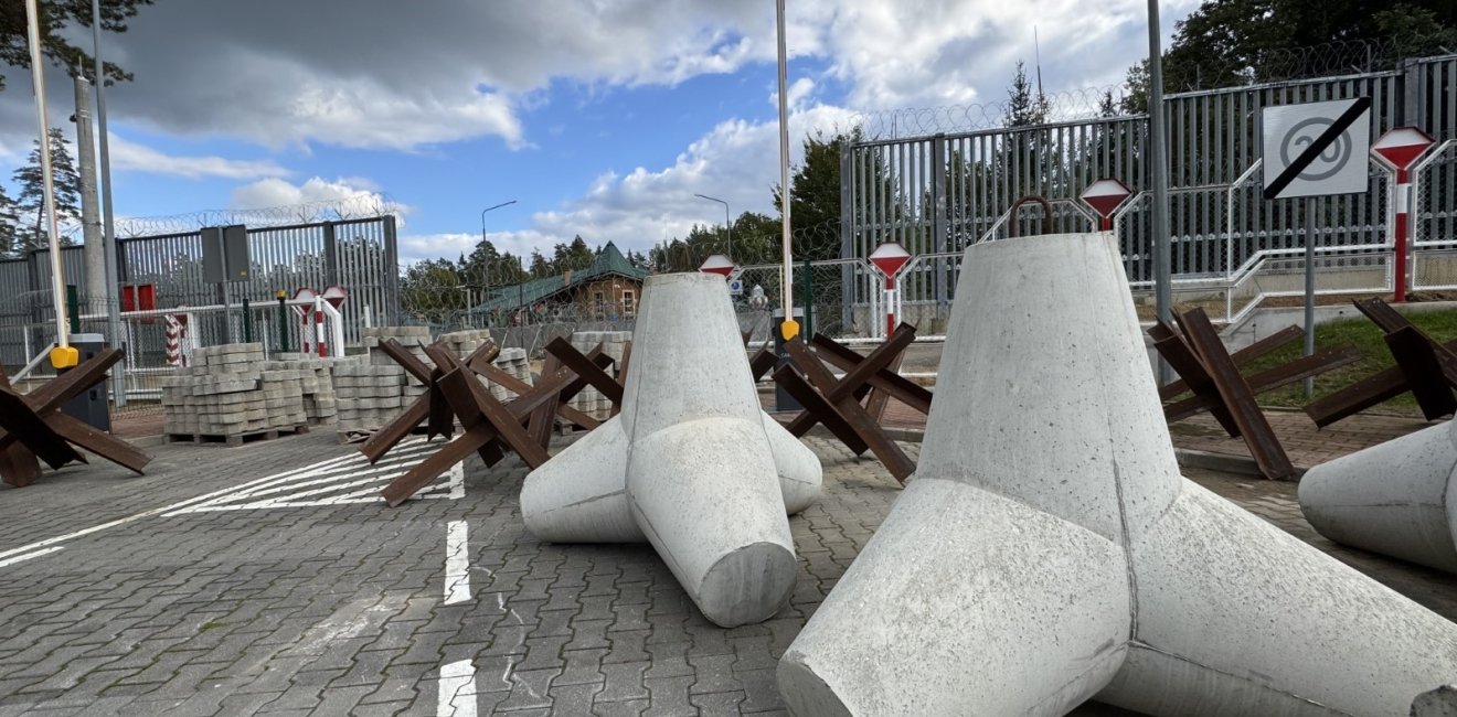 Pedestrian crossing point from Poland to Belarus, now closed, near Polish town of Bialowieza.