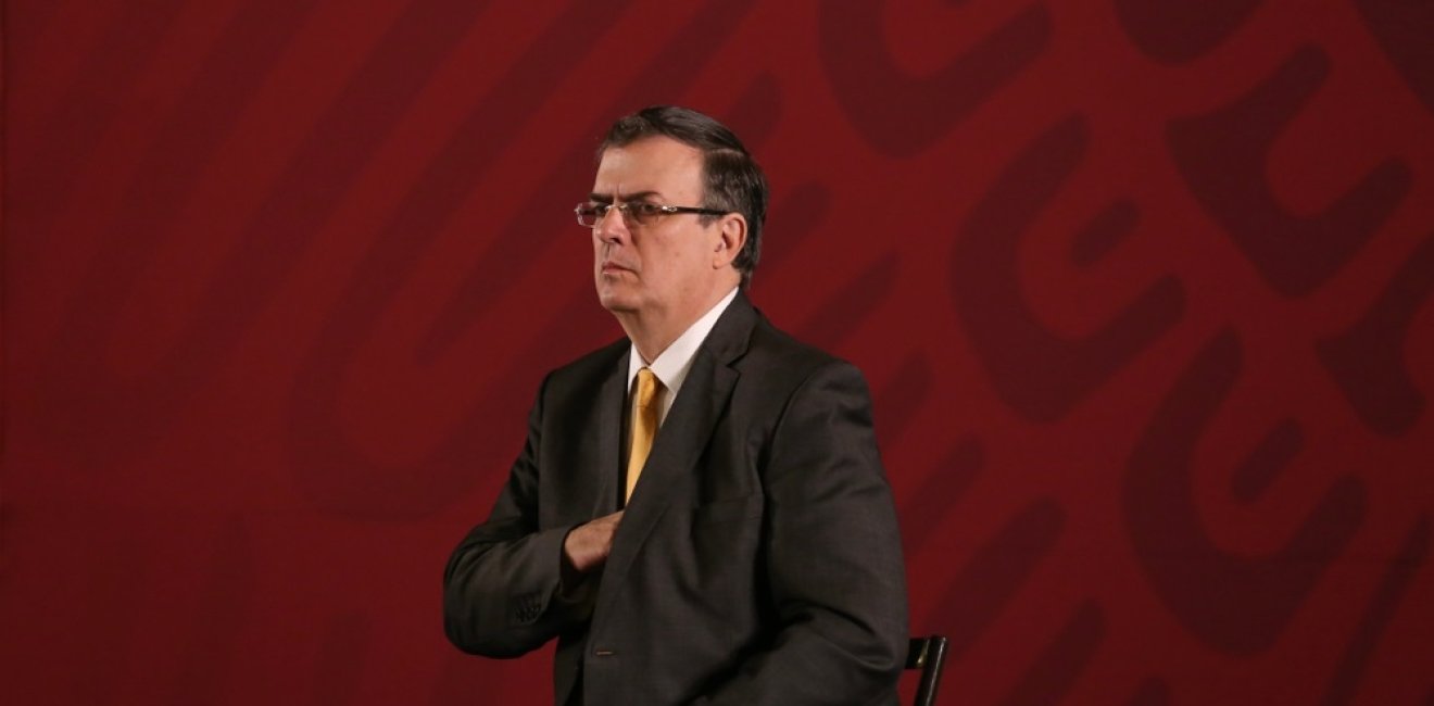 Mexico City, Mexico June 12 2019. Marcelo Ebrard Casaubon, mexican foreign minister, attend a press conference with the mexican president Andrés Manuel López Obrador in Palacio Nacional.