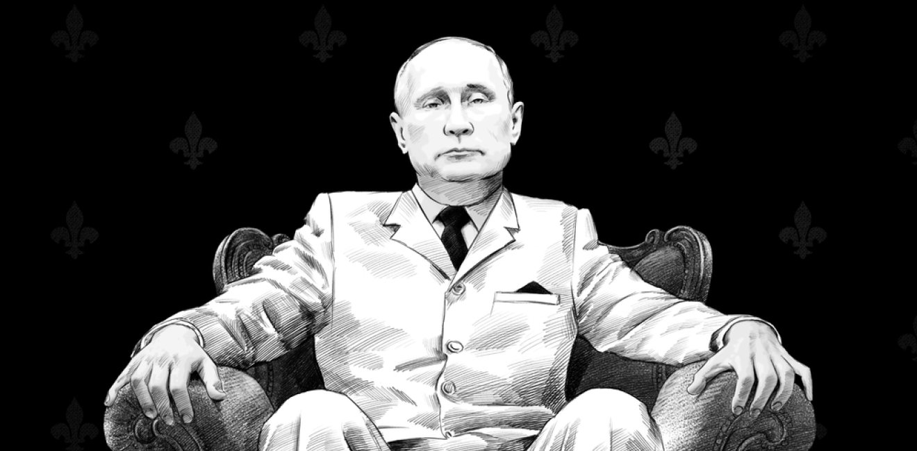 Illustration of Putin in an armchair 