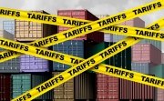 Economic tariffs and government taxation or punative tariff trade policy or duties imposed on imports and exports by a government on imported or exported goods as Protectionism as a 3D illustration