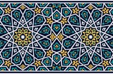 Mosaic design in blue and yellow