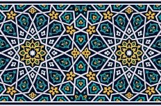 Mosaic design in blue and yellow