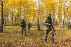 Russian military training in the woods, 2019 Moscow