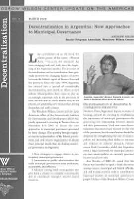 Decentralization in Argentina: New Approaches to Municipal Governance