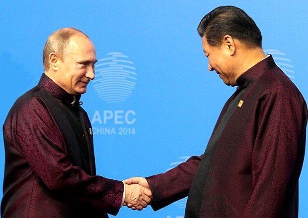Russian President Vladimir Putin with Chinese President Xi Jingping during the APEC Summit. Beijing, 10 November 2014