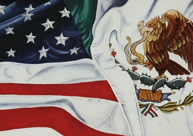 Mexico and US flags