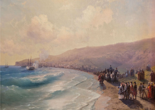 Painting of Catherine the Great's royal procession on a beach in Feodosia, Crimea