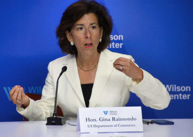 Sec. Gina Raimondo speaking at the Wilson Center