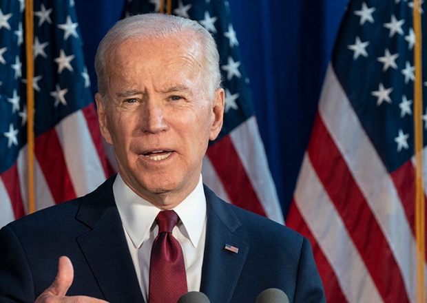 Lev Radin/ New York, NY - January 7, 2020: Former Vice President & Democratic hopeful Joe Biden made foreign policy statement at Current on Pier 59/ Shutterstock.com