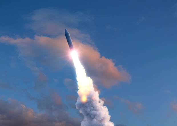 Image Nuclear missile shooting over water