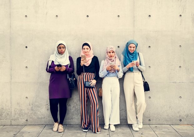 Middle Eastern Women with Phones