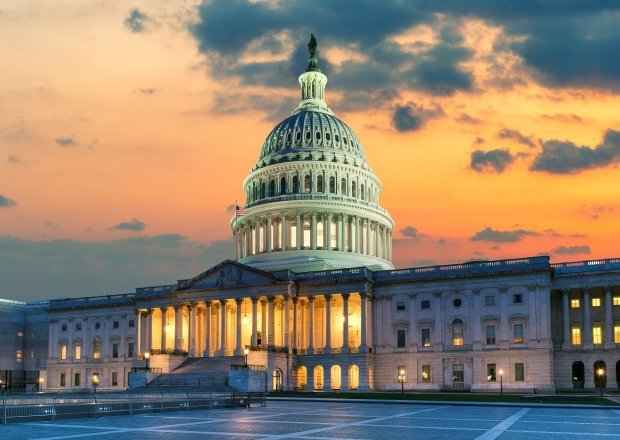 Image of the US Capitol Building at Dusk