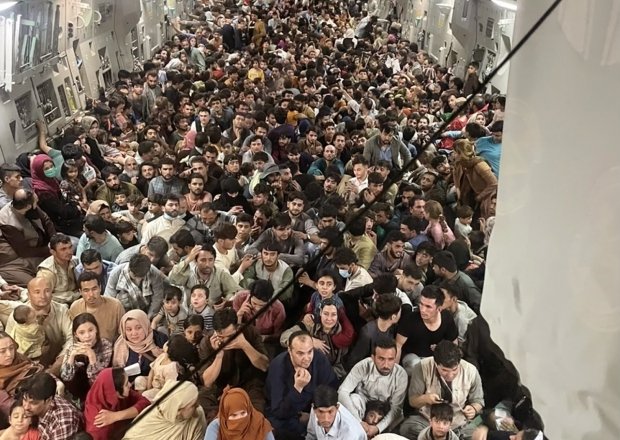 Afghan Refugees in Plane