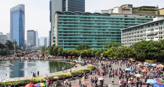 A crowd attending an event in Jakarta, Indonesia.