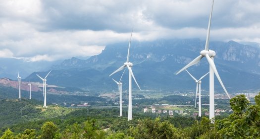 Wind farm at Lushan Mountain, China.