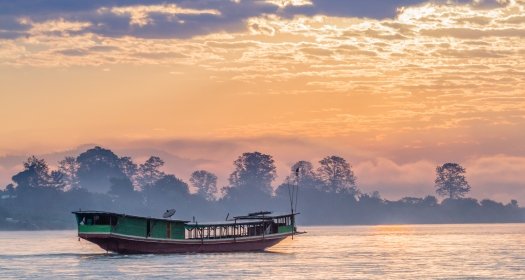 Sunrise and sunset along the Mekong River.