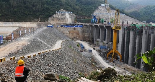 Hydropower Dam Under Construction in Luang Prabang, Laos