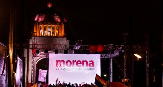 Morena banner at night