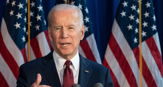 Lev Radin/ New York, NY - January 7, 2020: Former Vice President & Democratic hopeful Joe Biden made foreign policy statement at Current on Pier 59/ Shutterstock.com