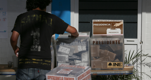 Mexico City July 1st 2018 Polling stations and ballot boxes during elections in Mexico.