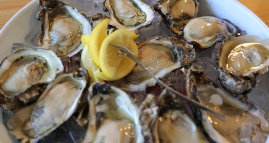 Plate of cooked oysters