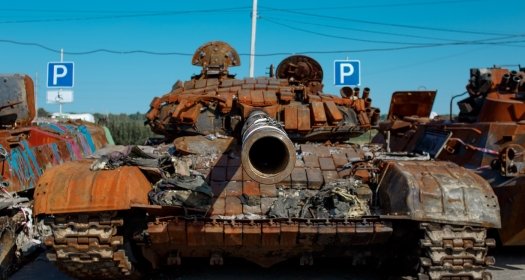 Destroyed Russian tanks in Kherson, Ukraine
