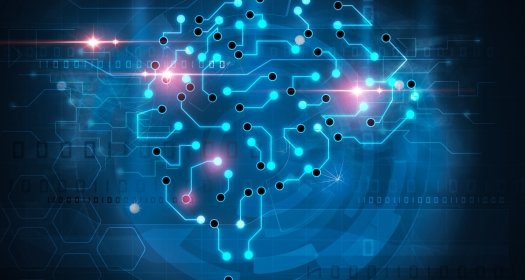 Blue artificial intelligence brain