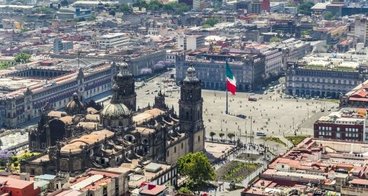 aerial view of Mexico City with zócalo, 