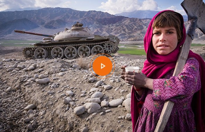 Afghan child with tank