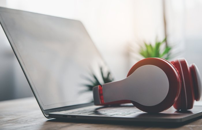 Headphones on a Laptop
