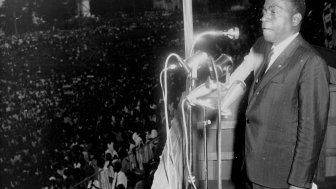 President Félix Houphouët-Boigny delivers a speech