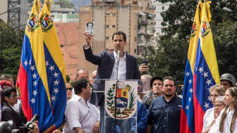 Juan Guaido speaking at a rally