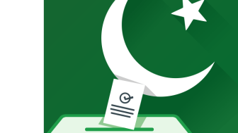 Pakistan flag in front of ballot box. graphic