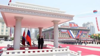 Putin and Kim Jong Un in Pyongyang