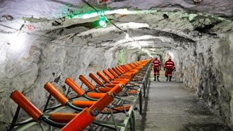 Underground platinum palladium mine in South Africa.