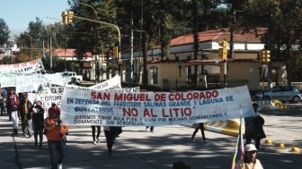  Indigenous communities of the Salinas Grandes protest in San Salvador de Jujuy, Jujuy/Argentina against lithium mining on their territory.