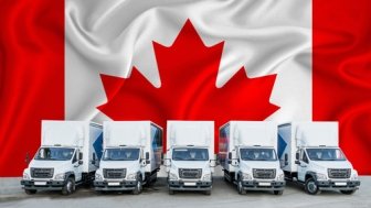 Canadian Flag and Trucks
