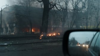 War in Ukraine. Consequences of the bombing by Russian cruise missiles of the Kiev television tower.